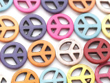 Multi-Color Howlite Peace Sign Gemstone Beads 20mm (GS2658)