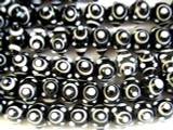 Black & White Horn Eye Glass Beads 10mm (JV864)