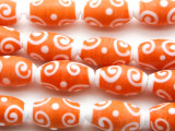 White & Orange Swirl Glass Beads 20mm (JV894)