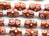 Brown & White Swirl Glass Beads 20mm (JV896)
