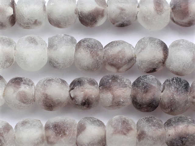 Purple & Clear Recycled Glass Beads 14mm - Africa (RG549) - Happy Mango  Beads