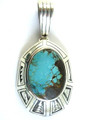 Sterling Silver & Turquoise Native American Pendant 51mm (AP1195)