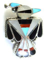 Sterling Silver & Turquoise Eagle Native American Brooch 41mm (AP1196)