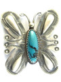 Sterling Silver & Turquoise Butterfly Native American Brooch 41mm (AP1205)