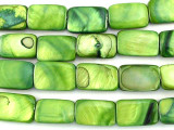 Green Rectangular Shell Beads 15mm (SH474)