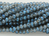 Blue & Clear Crystal Glass Beads 6mm (CRY79)