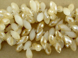 Beige & Gold Teardrop Crystal Glass Beads 12mm (CRY119)