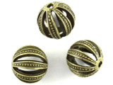 Brass Pewter Bead - Patterned Cutout Round 18mm (PB387)