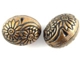 Copper Pewter Bead - Flower Oval 24mm (PB392)