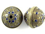 Large Brass & Blue Enamel Bead 30mm (MB33)