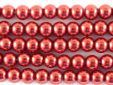 Red Glass Pearl Beads 4mm (PG25)