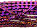Purple Faceted Square Hematite Gemstone Beads 4mm (GS3081)