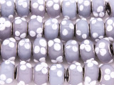 Pale Blue-Purple w/Flowers Lampwork Glass Beads 14mm - Large Hole (LW1494)