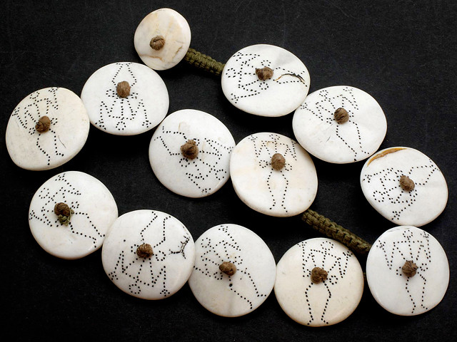 Large Etched Naga Shell Beads - 38mm (NP399) - Happy Mango Beads