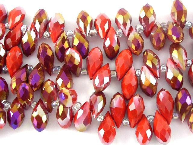 Red Teardrop Crystal Glass Beads 10mm (CRY127) - Happy Mango Beads
