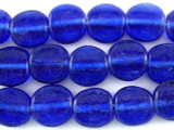 Transparent Cobalt Tabular Recycled Glass Beads 16mm - Indonesia (RG561)