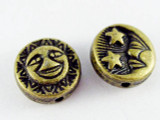 Brass Pewter Bead - Sun/Moon 12mm (PB461)