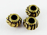 Brass Pewter Bead - Fluted Rondelle 6mm (PB433)