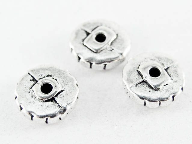 Pewter Bead - Notched Saucer 8mm (PB536) - Happy Mango Beads