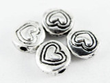 Pewter Bead - Heart Coin 6mm (PB498)