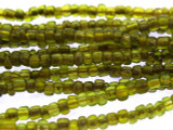 Transparent Olive Green Glass Beads - 44" strand (JV9061)