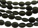 Matte Black Jasper Oval Tabular Gemstone Beads 10mm (GS3252)