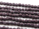 Purple Fluted Glass Beads 8-10mm (JV929)
