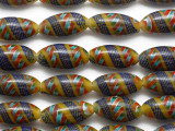 Yellow, & Blue Fiesta Glass Beads 20mm (JV937)