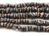 Black w/Stripes Glass Beads 13mm (JV985)