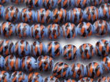 Periwinkle, Orange & Brown Fiesta Glass Beads 12-14mm (JV946)