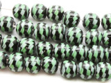 Black & Green Fiesta Glass Beads 12-14mm (JV947)