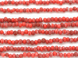 Red w/Stripes Irregular Round Glass Beads 3-4mm (JV1008)