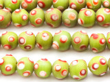 Green w/Red Eye Glass Beads 10-12mm (JV1117)