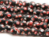 Black w/Red Eye Glass Beads 10-12mm (JV1119)