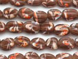 Brown w/Stripes Fluted Glass Beads 12-16mm (JV1022)