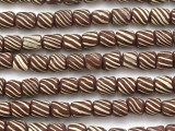 Brown w/Yellow Stripes Glass Beads 5-10mm (JV1079)