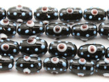 Black Large Ellipsoid Eye Glass Beads 18-21mm (JV1132)