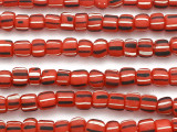 Dark Red w/Black & White Stripes Glass Beads 6-10mm (JV1042)