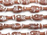 Brown w/White Fish Glass Beads 20-28mm (JV1095)
