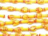 Yellow w/Red Fish Glass Beads 20-28mm (JV1097)