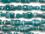 Teal w/White Fish Glass Beads 20-28mm (JV1101)