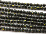 Black w/Yellow & Green Dots Glass Beads 5-6mm (JV1055)