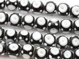 Black w/White Eye Irregular Round Glass Beads 12mm (JV1061)