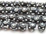 Charcoal Gray 'Eye' Glass Beads 12mm (JV1063)