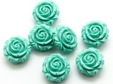 Teal Green Rose Resin Beads 16mm (RES543)