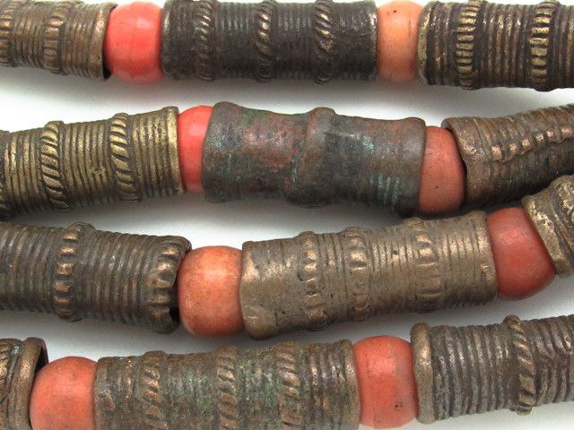Metal Tube Beads 36-38mm - Nigeria (RF682) - Happy Mango Beads