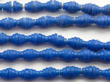 Royal Blue Pyramid Sandcast Glass Beads 7mm (SC871)