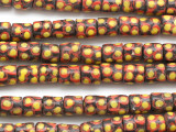 Black & Yellow Spotted Sandcast Glass Beads 10mm (SC902)