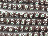Brown Painted Sandcast Glass Beads 18-23mm (SC911)