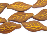 Brown Leaf Leather Beads 45mm (LB504)